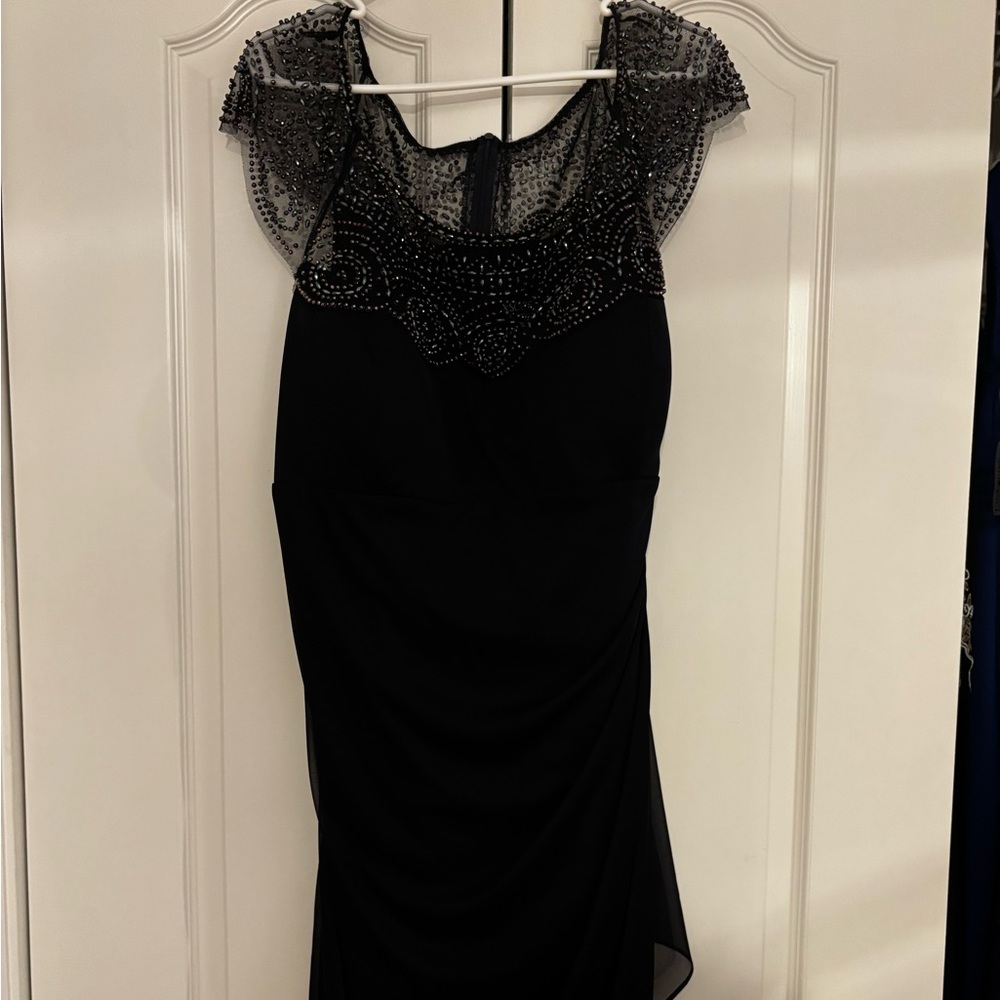 Elegant Midnight Blue Evening Dress - Cocktail length